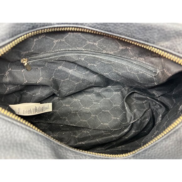 Aldo 2-Piece Black Leather Tote & Pouch Set With Gold Chain Strap - Picture 12 of 13